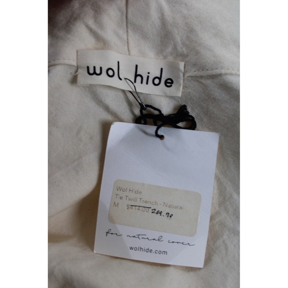NWT Wol Hide M Natural Tie Twill Trench Organic Cotton Wrap Coat Jacket USA - Picture 7 of 10